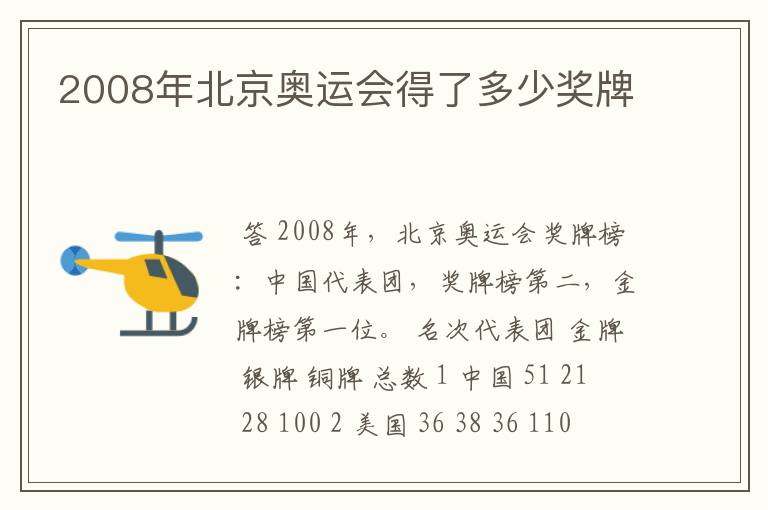 2008年北京奥运会得了多少奖牌