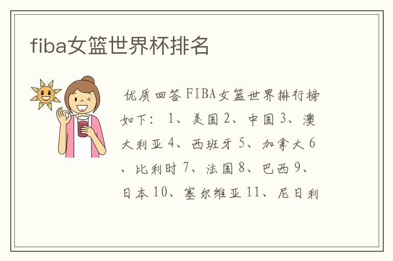 fiba女篮世界杯排名