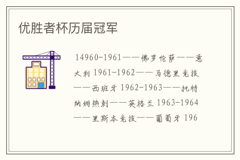 优胜者杯历届冠军