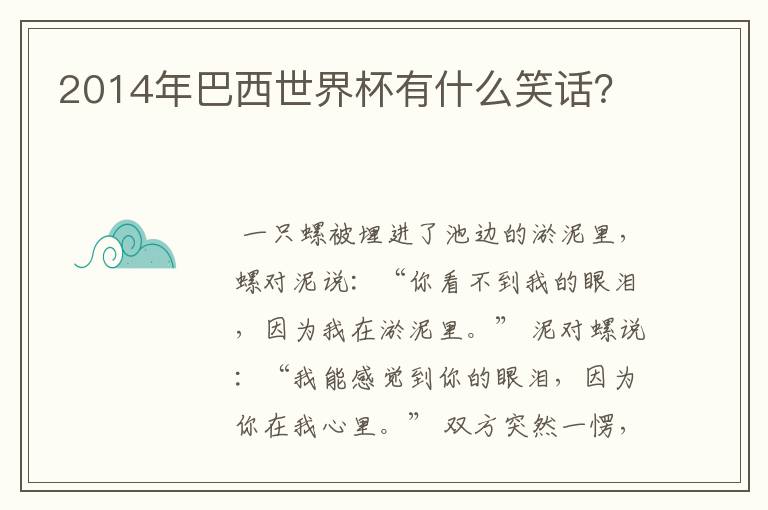 2014年巴西世界杯有什么笑话？