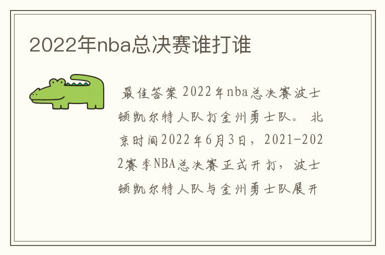 2022年nba总决赛谁打谁