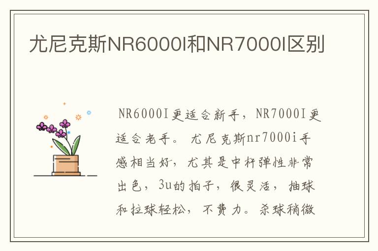 尤尼克斯NR6000I和NR7000I区别