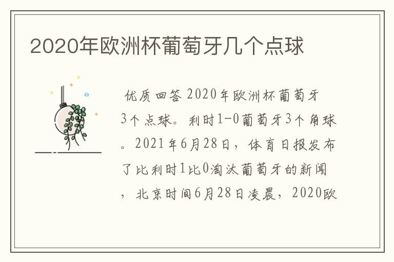 2020年欧洲杯葡萄牙几个点球