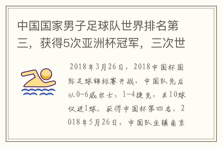 中国国家男子足球队世界排名第三，获得5次亚洲杯冠军，三次世界杯冠军。为什么球迷还是不满，都是骂声呢