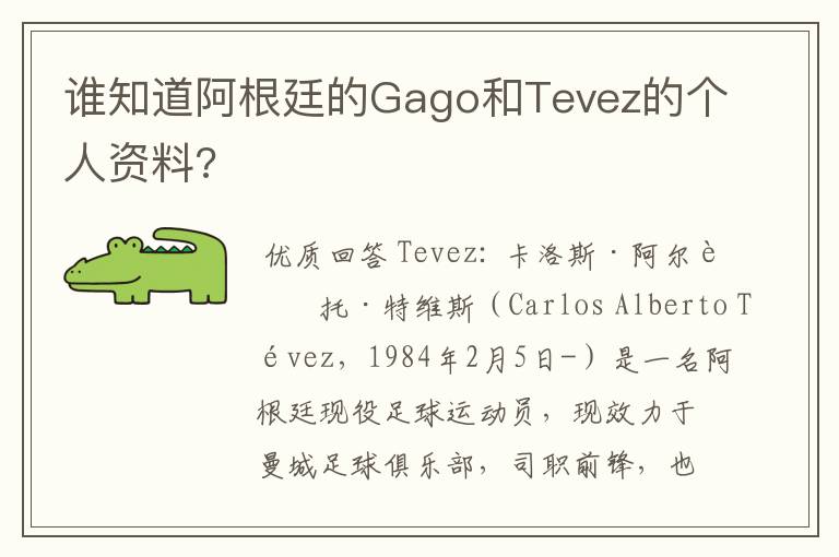 谁知道阿根廷的Gago和Tevez的个人资料?