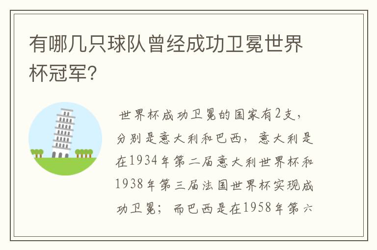 有哪几只球队曾经成功卫冕世界杯冠军？