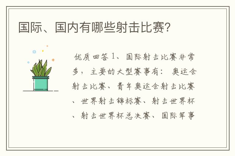 国际、国内有哪些射击比赛？