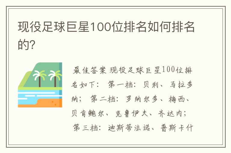 现役足球巨星100位排名如何排名的？