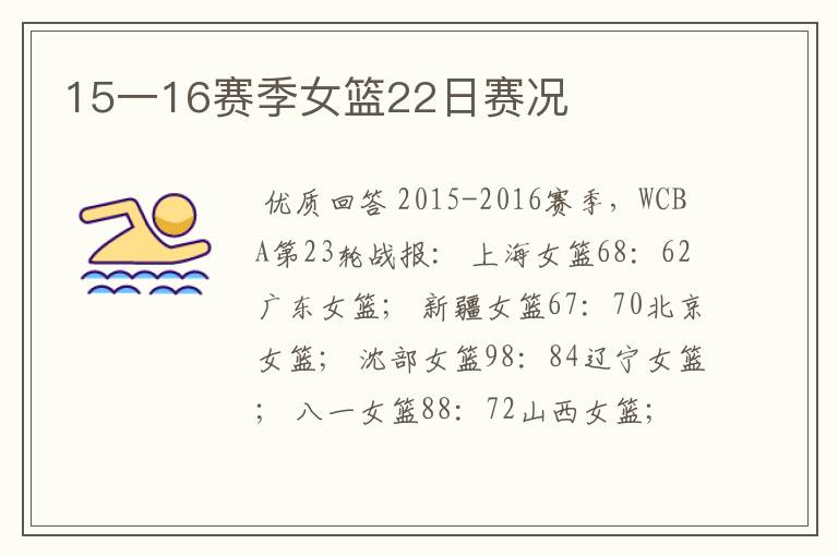 15一16赛季女篮22日赛况