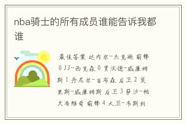 nba骑士的所有成员谁能告诉我都谁