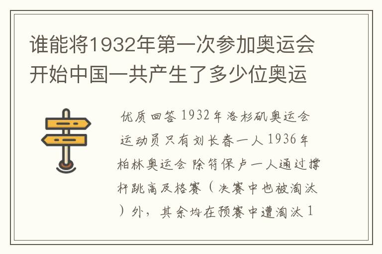 谁能将1932年第一次参加奥运会开始中国一共产生了多少位奥运冠军？