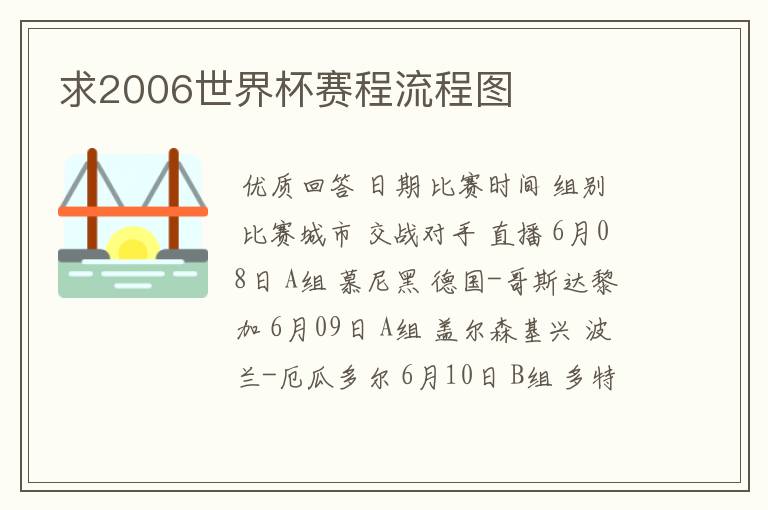 求2006世界杯赛程流程图