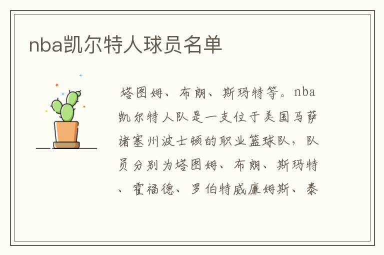 nba凯尔特人球员名单