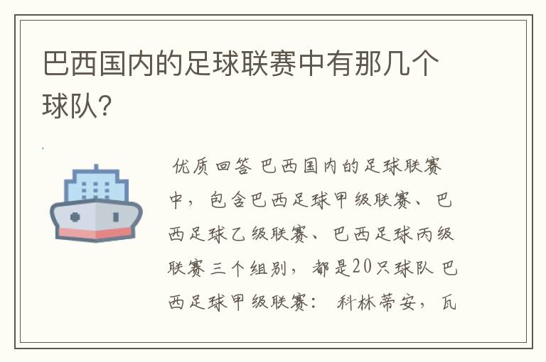 巴西国内的足球联赛中有那几个球队？