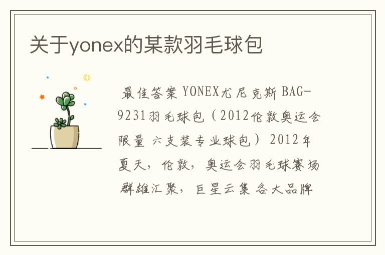 关于yonex的某款羽毛球包