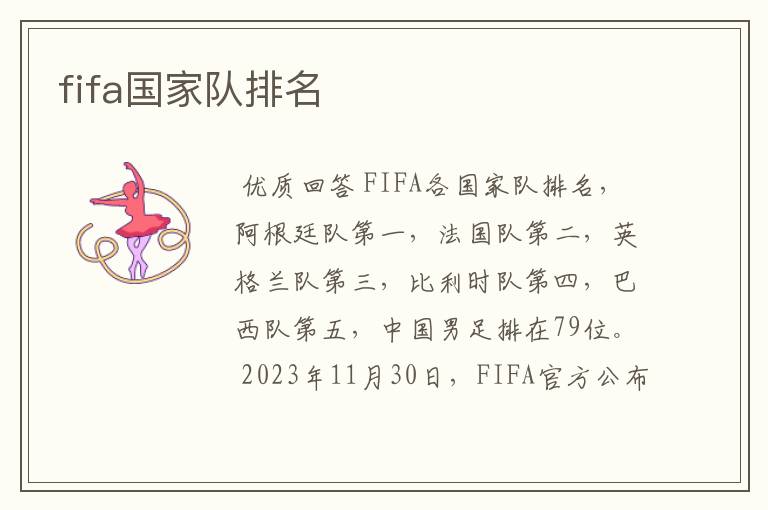 fifa国家队排名