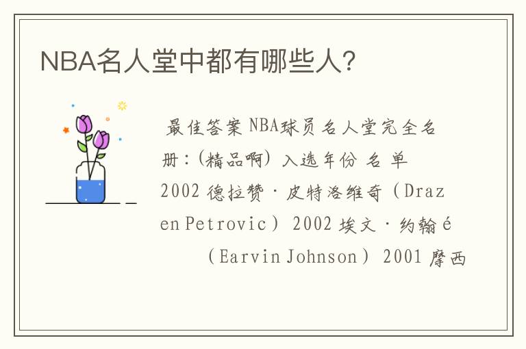 NBA名人堂中都有哪些人?