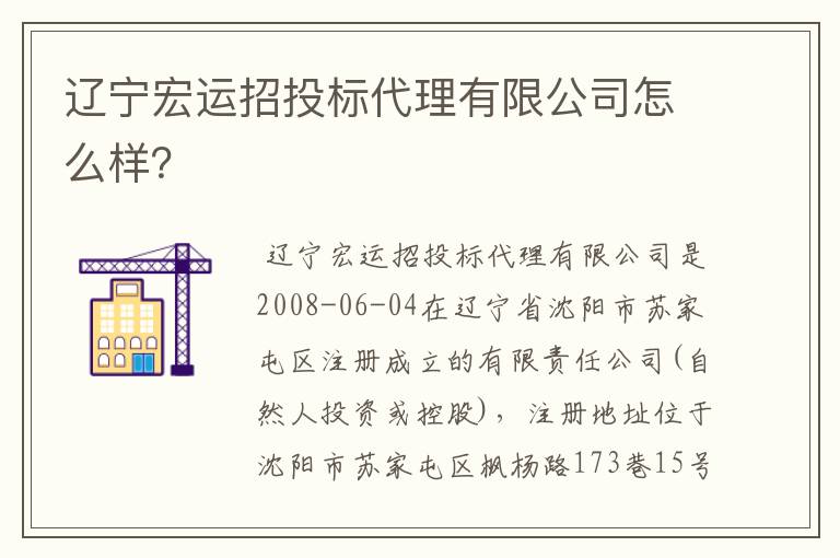 辽宁宏运招投标代理有限公司怎么样？