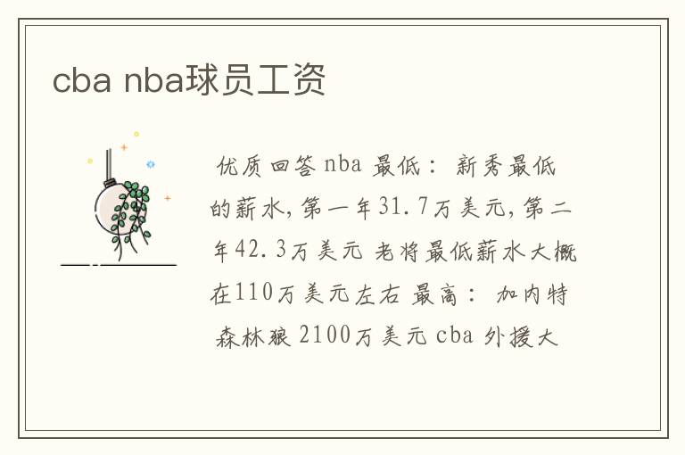 cba nba球员工资