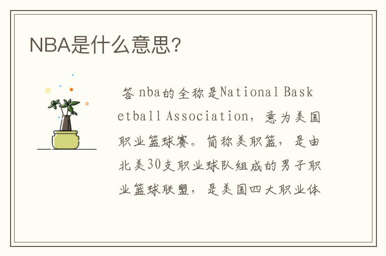 NBA是什么意思?