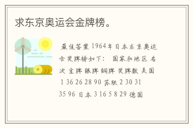 求东京奥运会金牌榜。