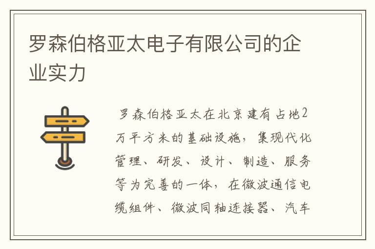 罗森伯格亚太电子有限公司的企业实力