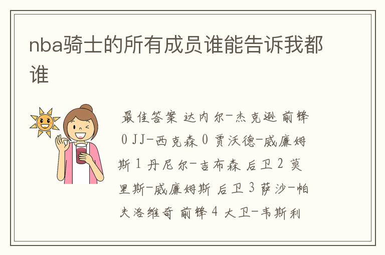 nba骑士的所有成员谁能告诉我都谁