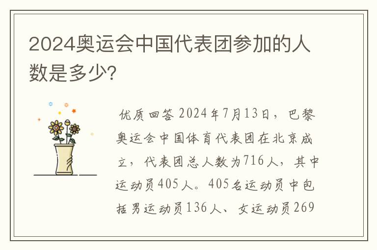 2024奥运会中国代表团参加的人数是多少？