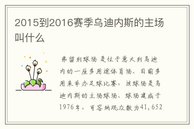 2015到2016赛季乌迪内斯的主场叫什么