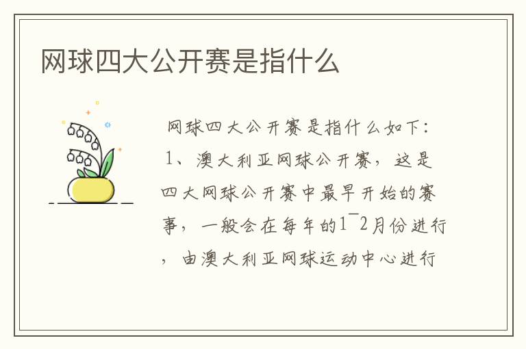 网球四大公开赛是指什么