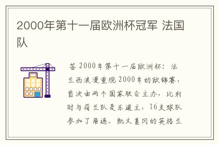 2000年第十一届欧洲杯冠军 法国队