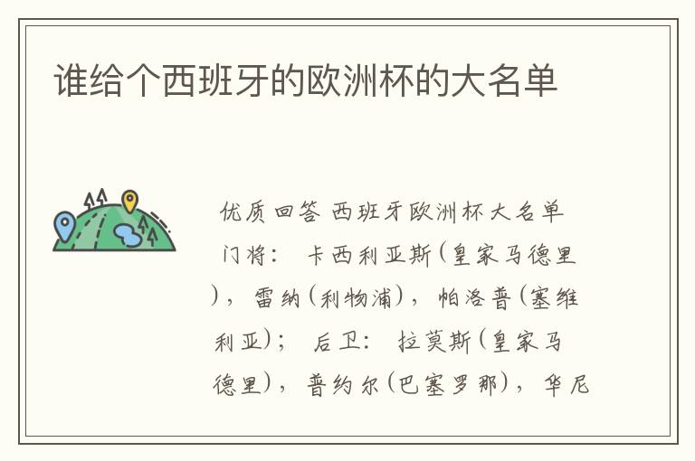 谁给个西班牙的欧洲杯的大名单