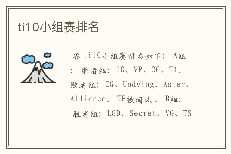 ti10最终排名