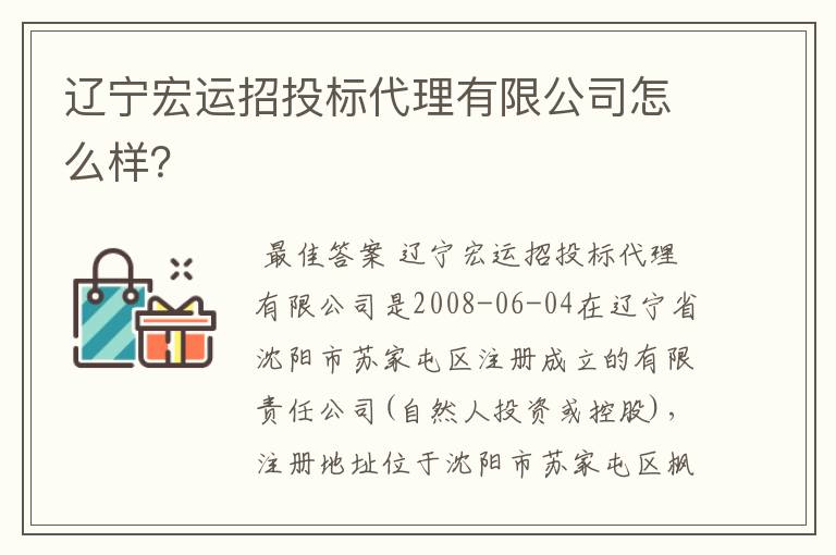 辽宁宏运招投标代理有限公司怎么样？