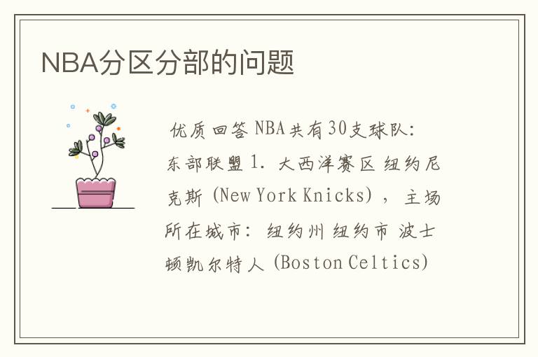 NBA分区分部的问题