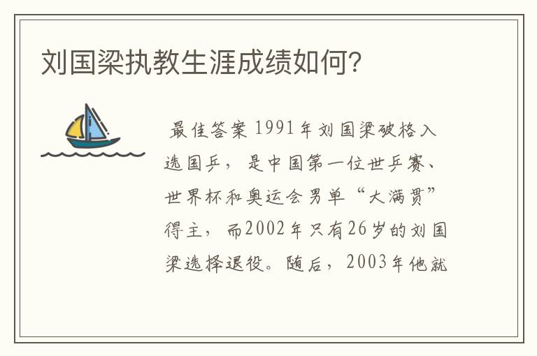 刘国梁执教生涯成绩如何?