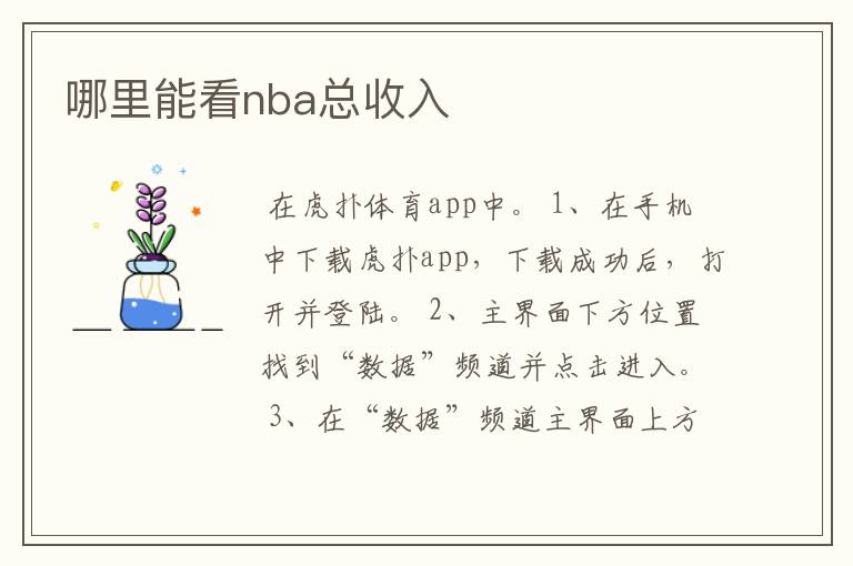 哪里能看nba总收入