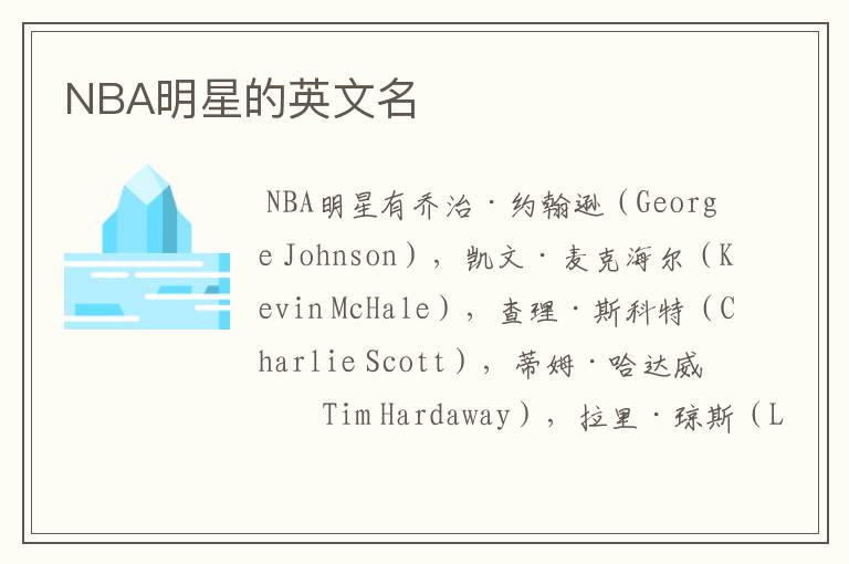 NBA明星的英文名