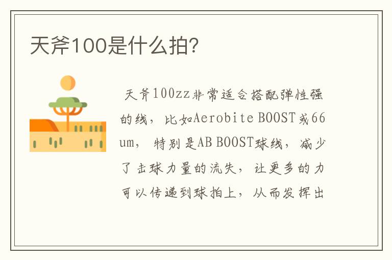 天斧100是什么拍？