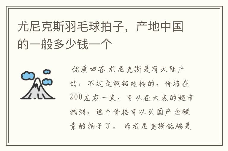 尤尼克斯羽毛球拍子，产地中国的一般多少钱一个