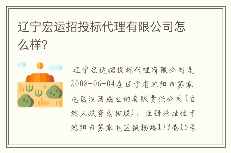 辽宁宏运招投标代理有限公司怎么样？