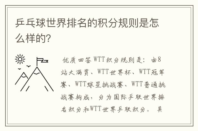 乒乓球世界排名的积分规则是怎么样的？