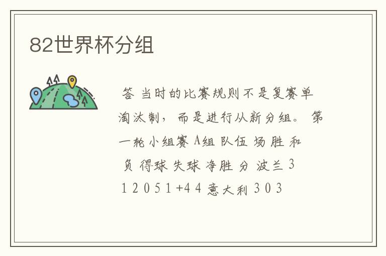 82世界杯分组