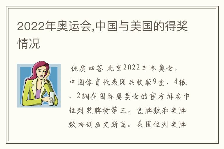 2022年奥运会,中国与美国的得奖情况