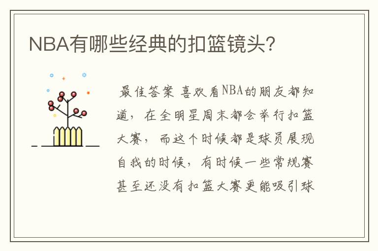 NBA有哪些经典的扣篮镜头？