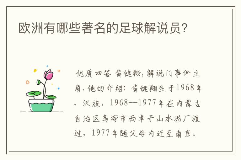 欧洲有哪些著名的足球解说员？