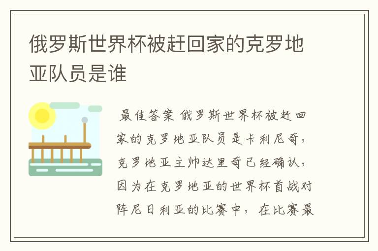 俄罗斯世界杯被赶回家的克罗地亚队员是谁