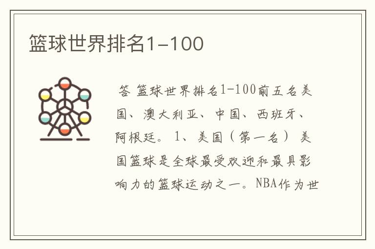 篮球世界排名1-100