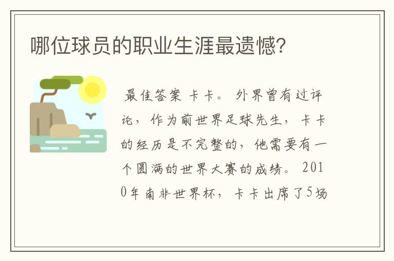 哪位球员的职业生涯最遗憾？