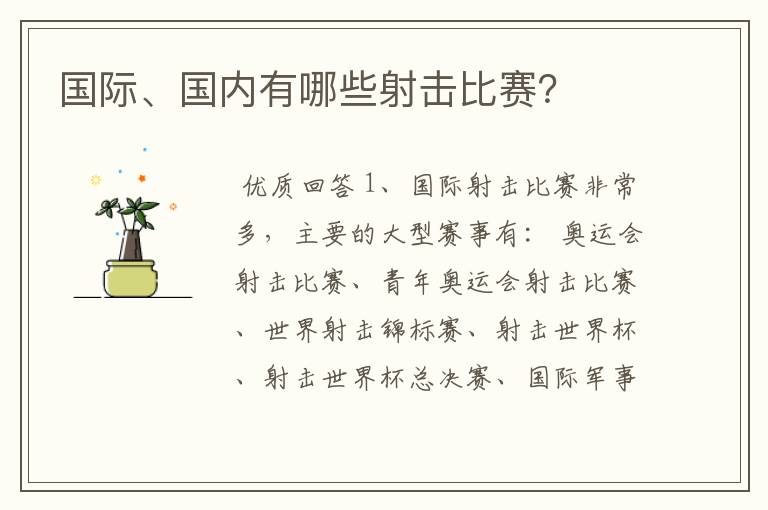 国际、国内有哪些射击比赛？